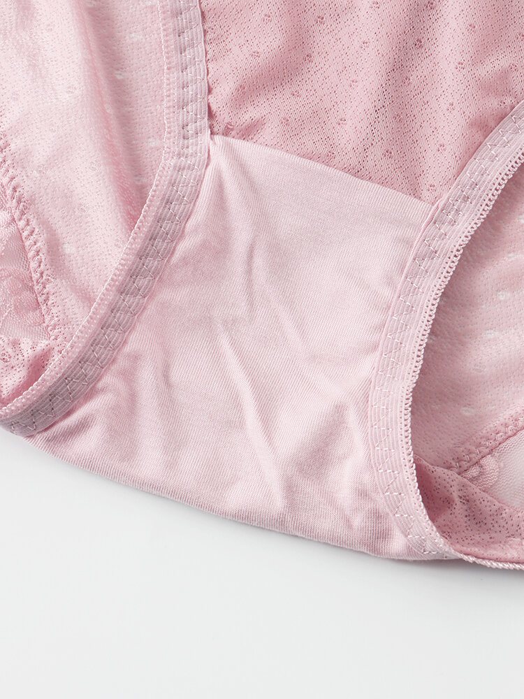 
	Plus Size Women Lace Jacquard Sheer Breathable Thin High Waist Panties