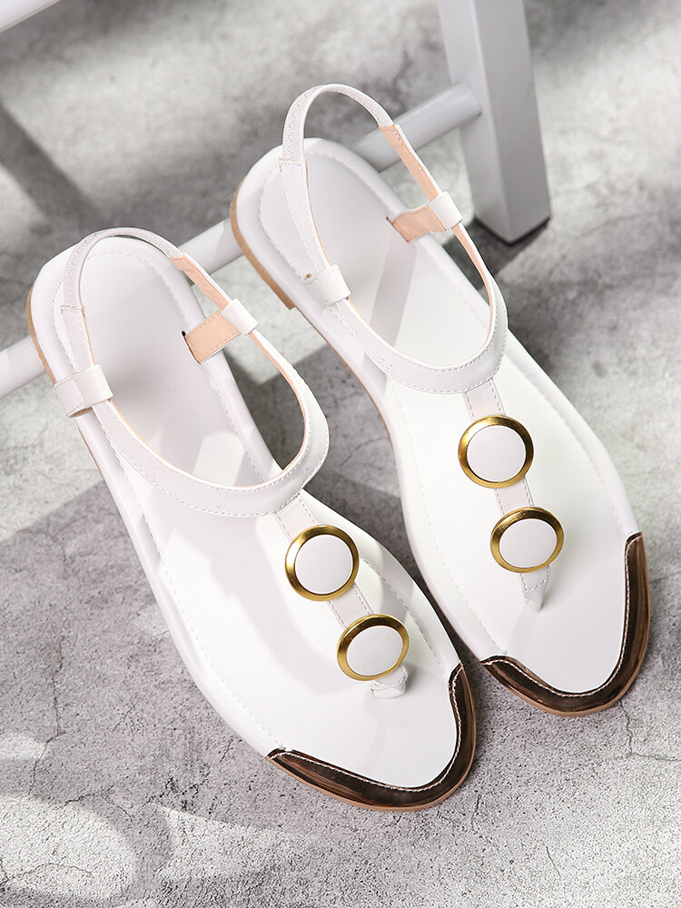 
	Plus Size Women Casual Beading Flip Flop Flat Sandals