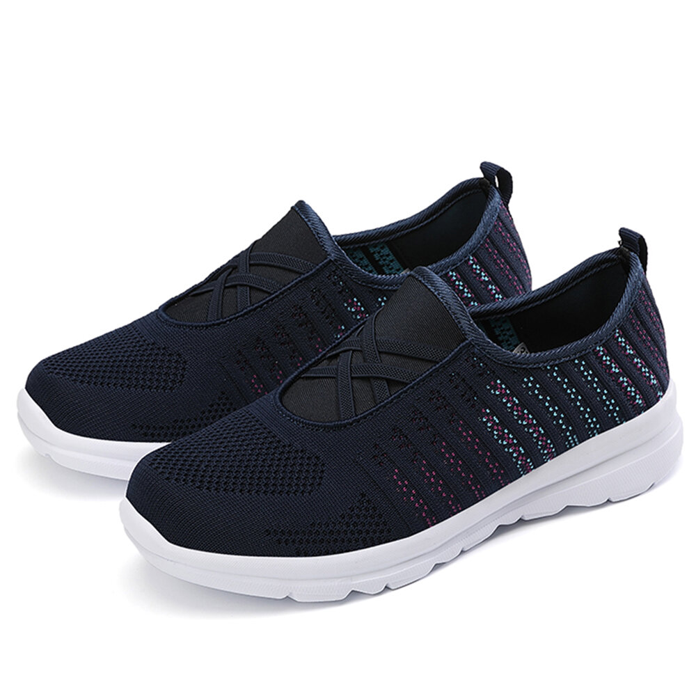 
	Women Breathable Knitted Comfy Slip On Casual Walking Sneakers
