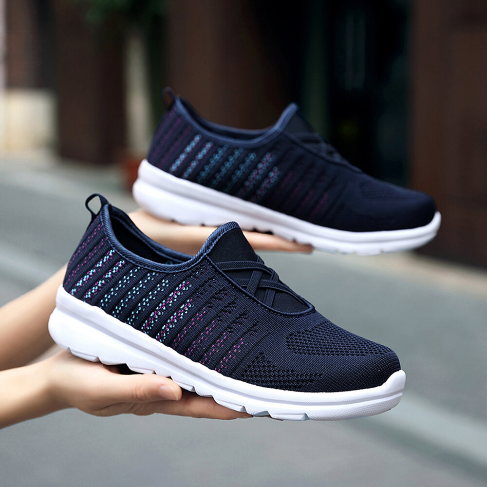 
	Women Breathable Knitted Comfy Slip On Casual Walking Sneakers