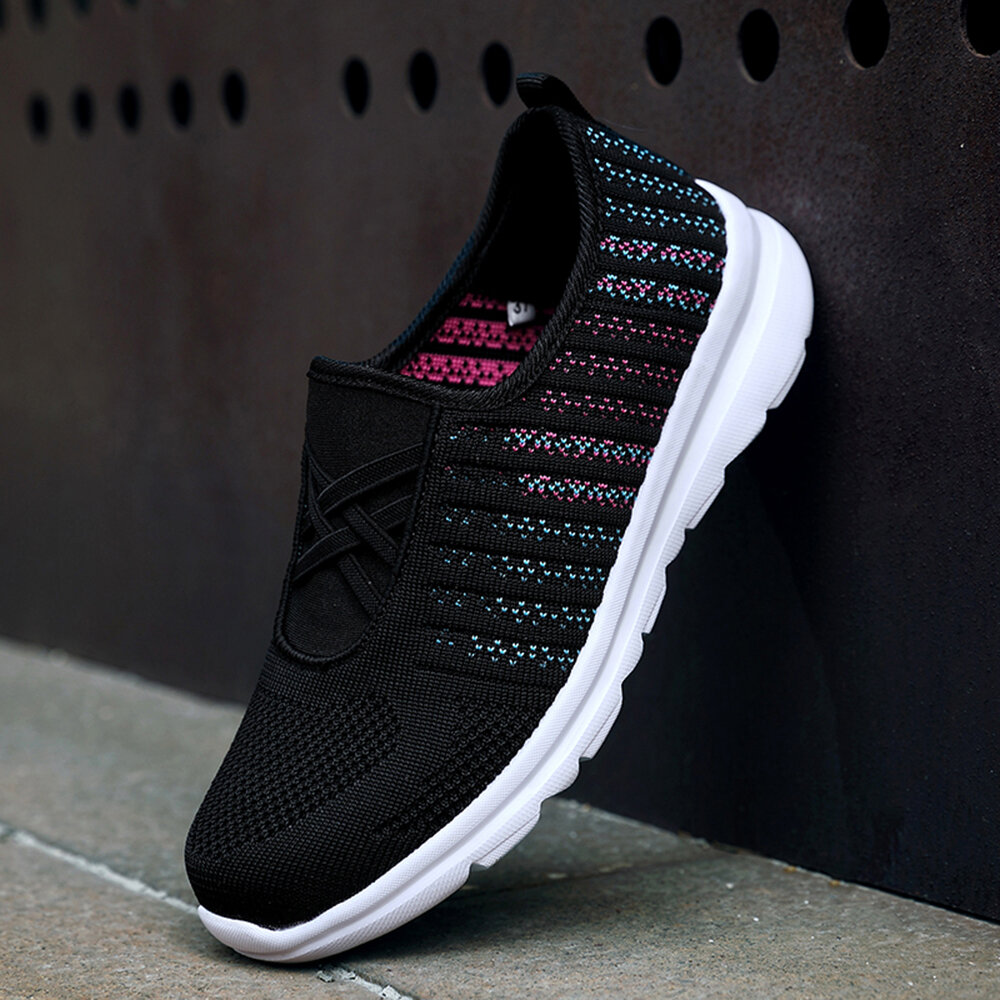 
	Women Breathable Knitted Comfy Slip On Casual Walking Sneakers