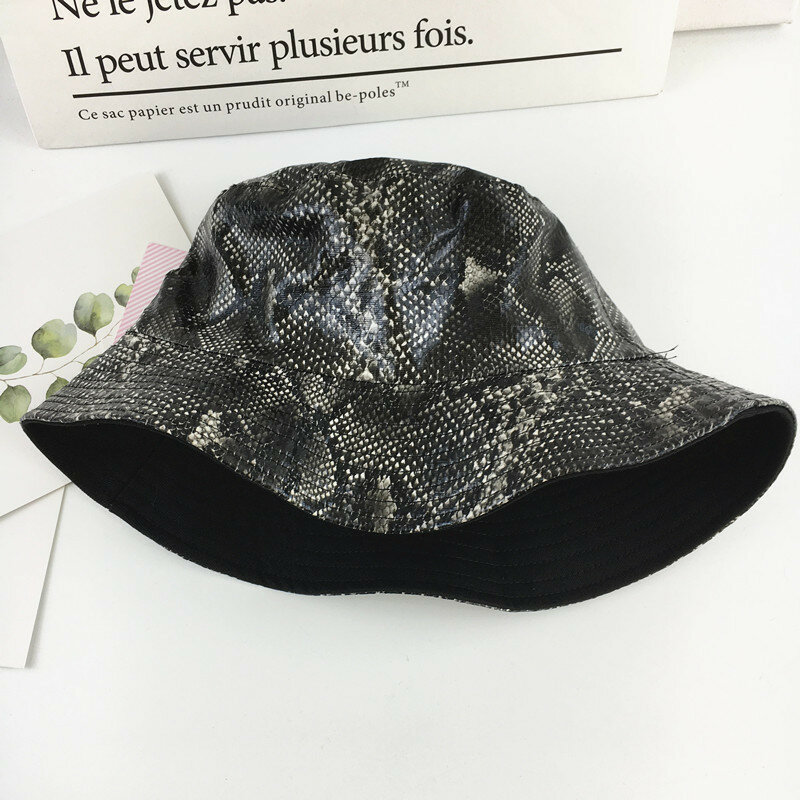 
	Unisex Snake Pattern Bucket Hat Double-sided Wearable Sun Shade Fisherman Hat