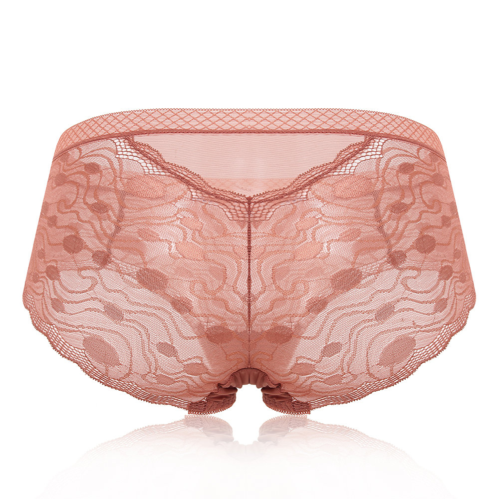 
	Sexy See Through Lace Seamless Cotton Crotch Mid Waisted Panties