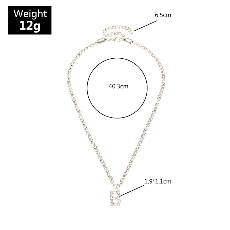 
	Trendy Classic 26 English Alphabet Necklace Silver Alloy Diamond Mount Initial Alphabet Necklace Jewelry