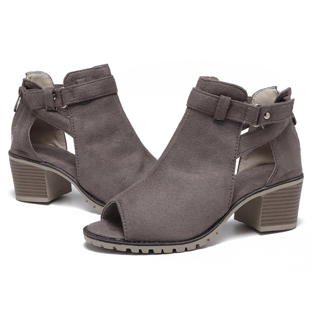 
	Chunky Heel Peep Toe Sandals