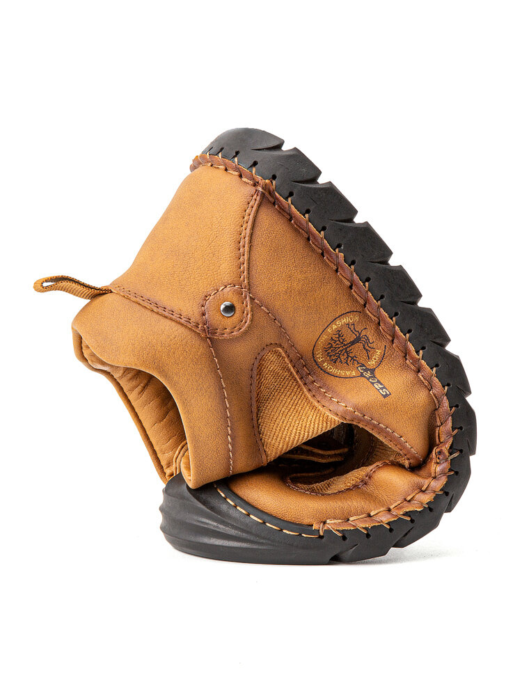 
	Men Hand Stitching Front-Zipper Corduroy Splicing Ankle Boots