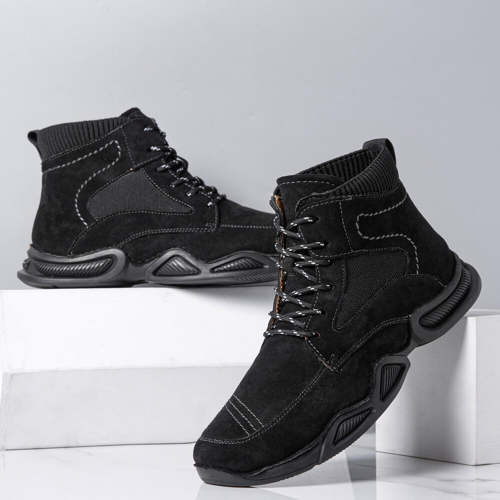 
	Menico Men Lace-up Soft Sole Non Slip Casual Ankle Sock Boots