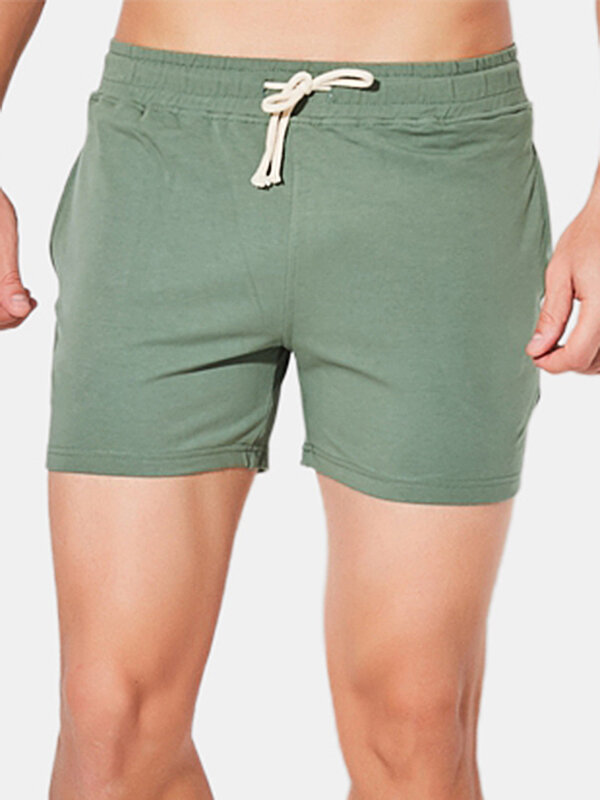 
	Mens 5 Colors Solid Color Home Boxer Shorts Middle Waist Breathable Athletic Shorts