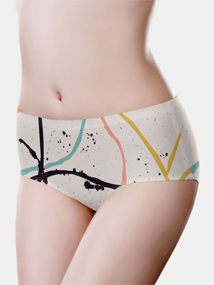 
	Women Print Seamless Breathable Full Hip Mid Waist Panty