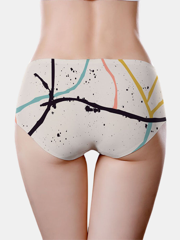 
	Women Print Seamless Breathable Full Hip Mid Waist Panty