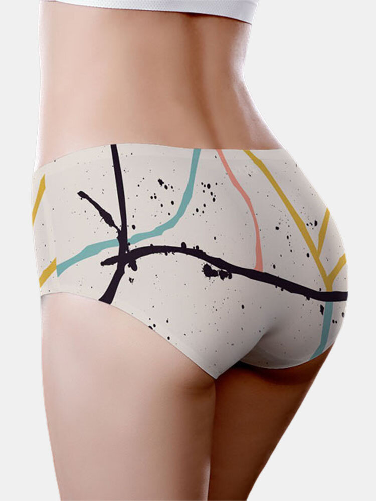 
	Women Print Seamless Breathable Full Hip Mid Waist Panty