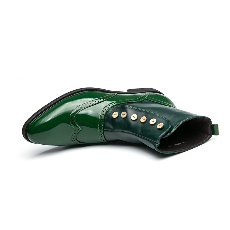 
	Men British Style Brogue Pointed Toe Dress Ankle Boots