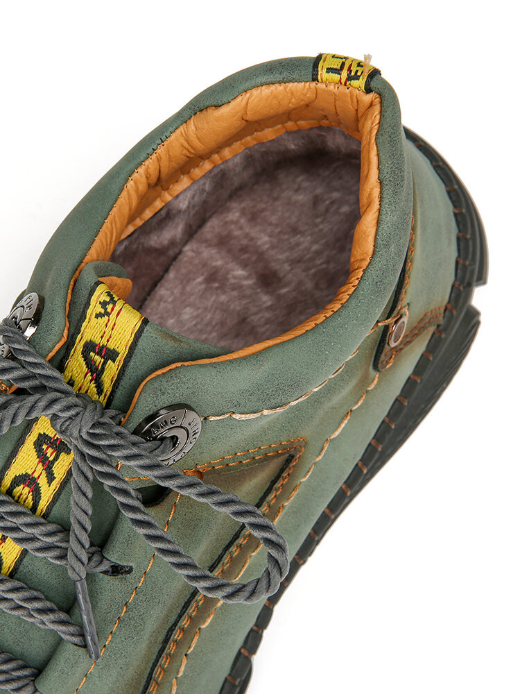 
	Men Hand Stitching Microfiber Leather Non Slip Warm Ankle Boots