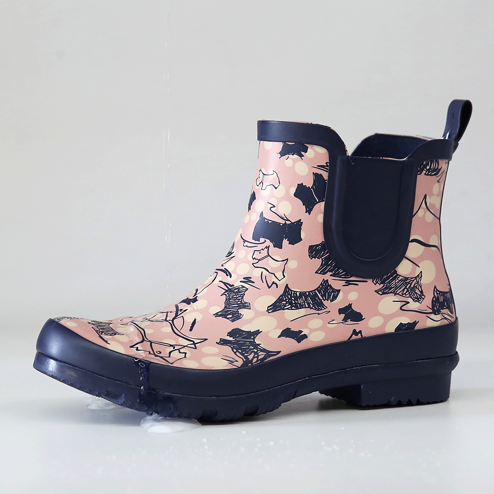 
	SOCOFY Natural Rubber Anti-slip Waterproof Chelsea Ankle Booties Rain Boots