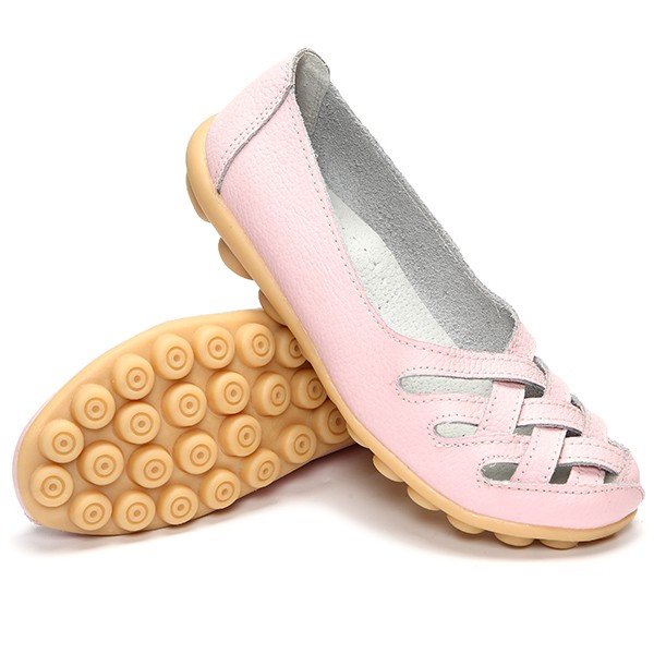 
	Big Size Soft Breathable Comfy Slip On Hollow Out Flat Shoes