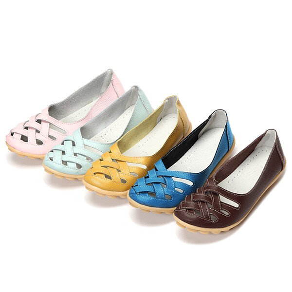 
	Big Size Soft Breathable Comfy Slip On Hollow Out Flat Shoes