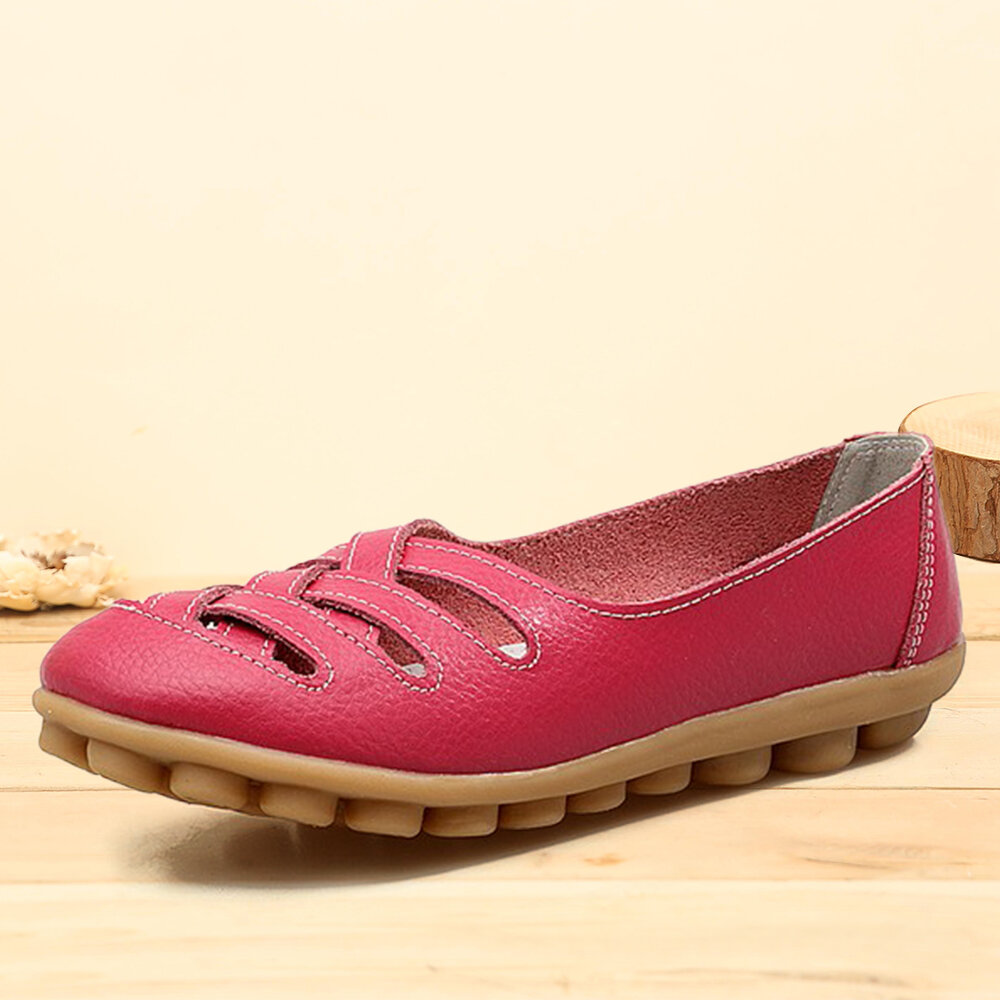 
	Big Size Soft Breathable Comfy Slip On Hollow Out Flat Shoes