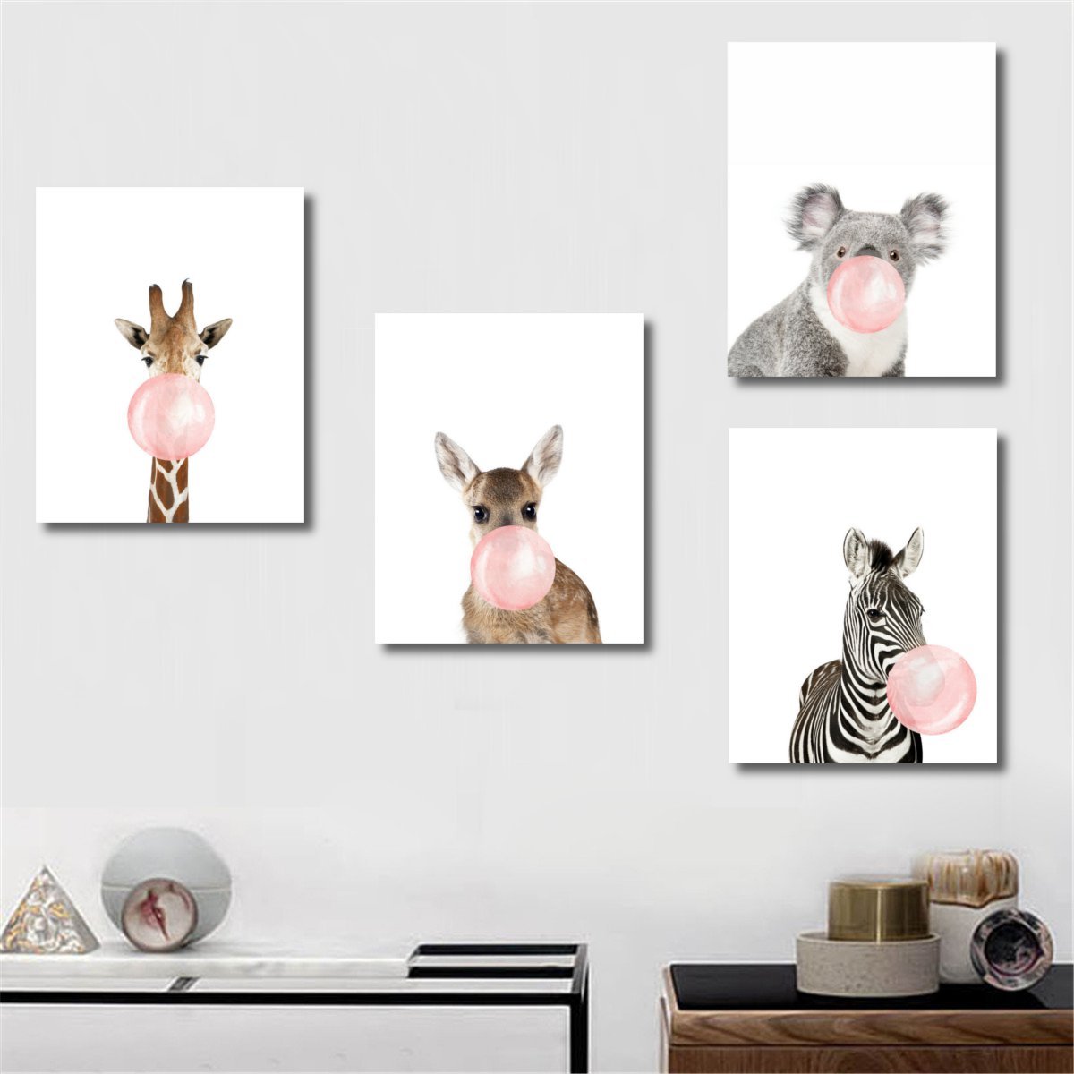 
	Aussie Style Funny Koala Bear Zebra Canvas Poster Nursery Wall Art Print Baby Room Decoration