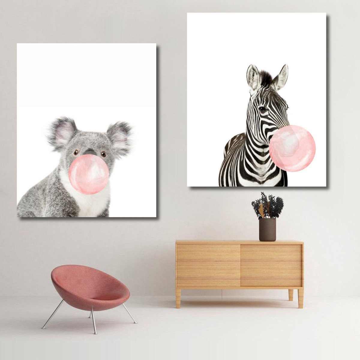 
	Aussie Style Funny Koala Bear Zebra Canvas Poster Nursery Wall Art Print Baby Room Decoration