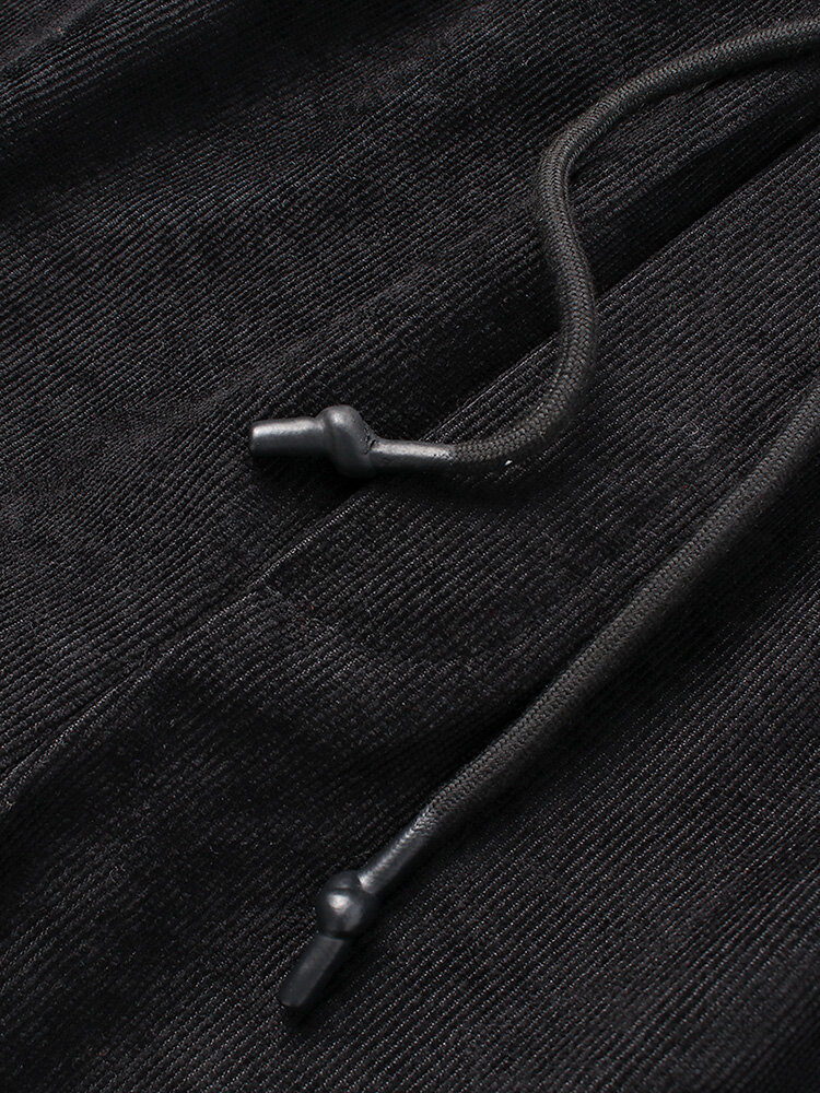 
	Mens Corduroy Contrast Side Stripe Casual Drawstring Elastic Ankle Pants