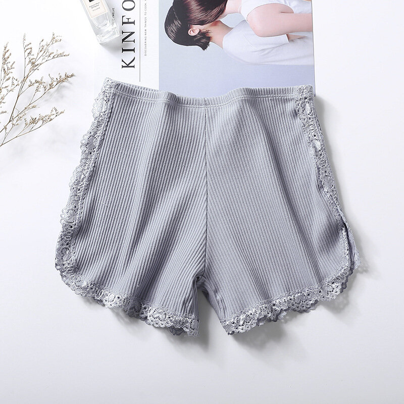
	Cotton Lace-trim Soft Mid Waisted Boyshorts