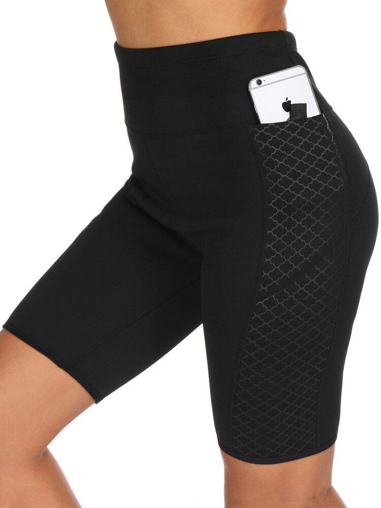 
	3XL Tummy Control Print Pocket Neoprene Sauna Shorts