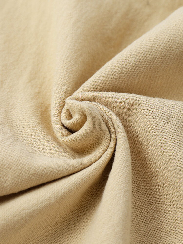 
	Men Solid Color Drawstring Pocket Casual Loose Straight Pants