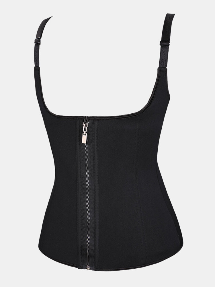 
	Plus Size Women Breathable Sports Fitness Body Shaper Vest Zip Front Shapewear