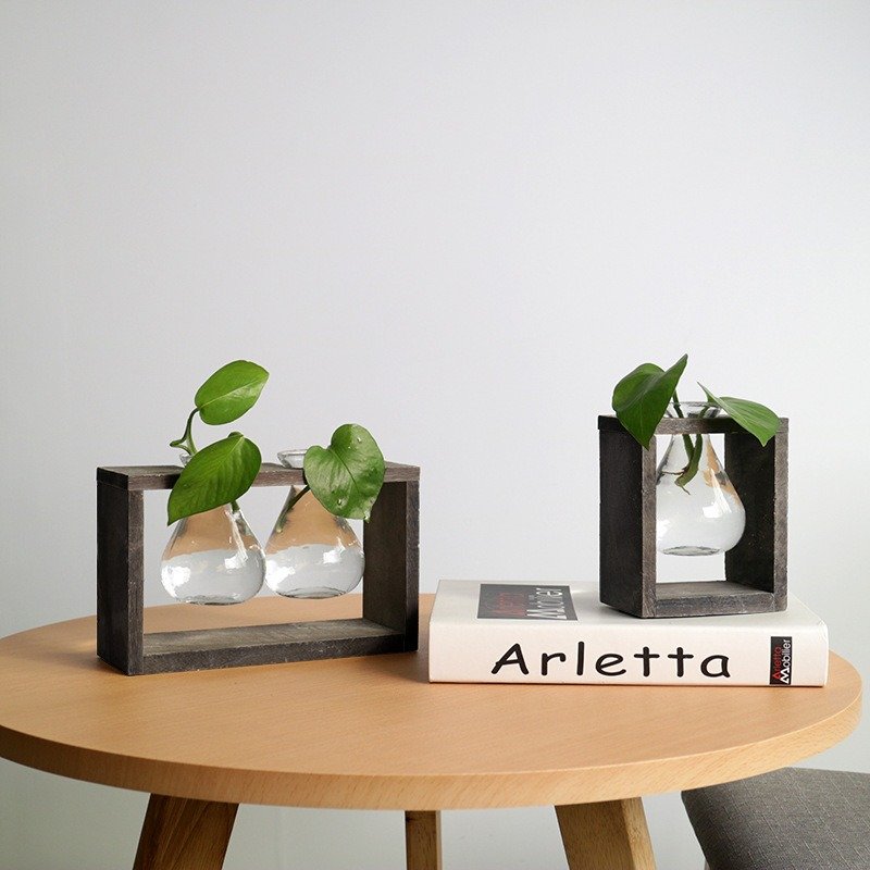 
	Creative Simple Style Glass Wood Plant Vase Home Decorative Planter