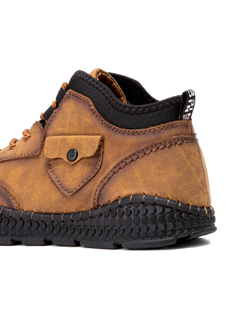 
	Men Hand Stitching Cow Leather Non Slip Casual Ankle Boots