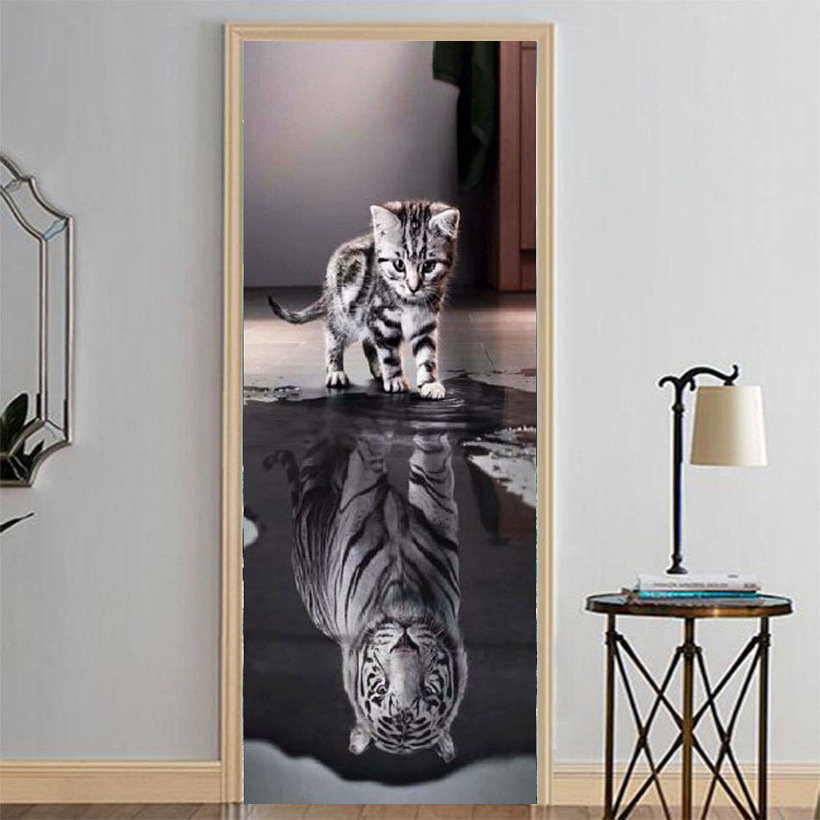 
	3D Cat Door Stickers Vinyl Wall Decal Mural Art Bedroom Waterproof PVC Sticker DIY Home Decor