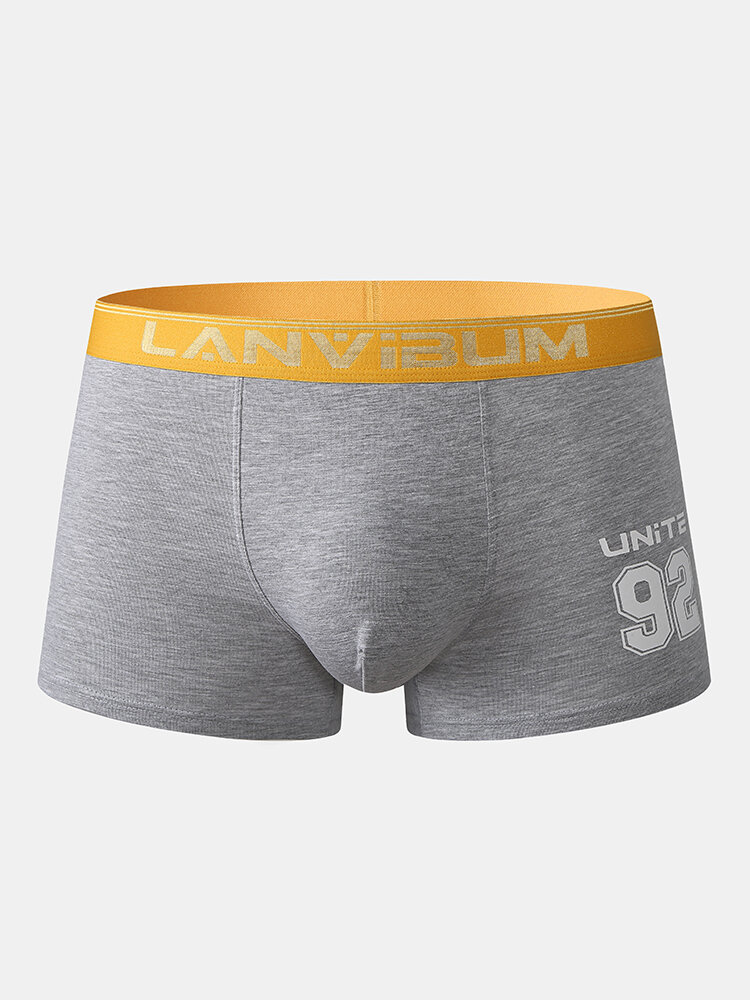 
	Mens Letter Figure Print Cotton Breathable Underwear U Convex Boxer Briefs