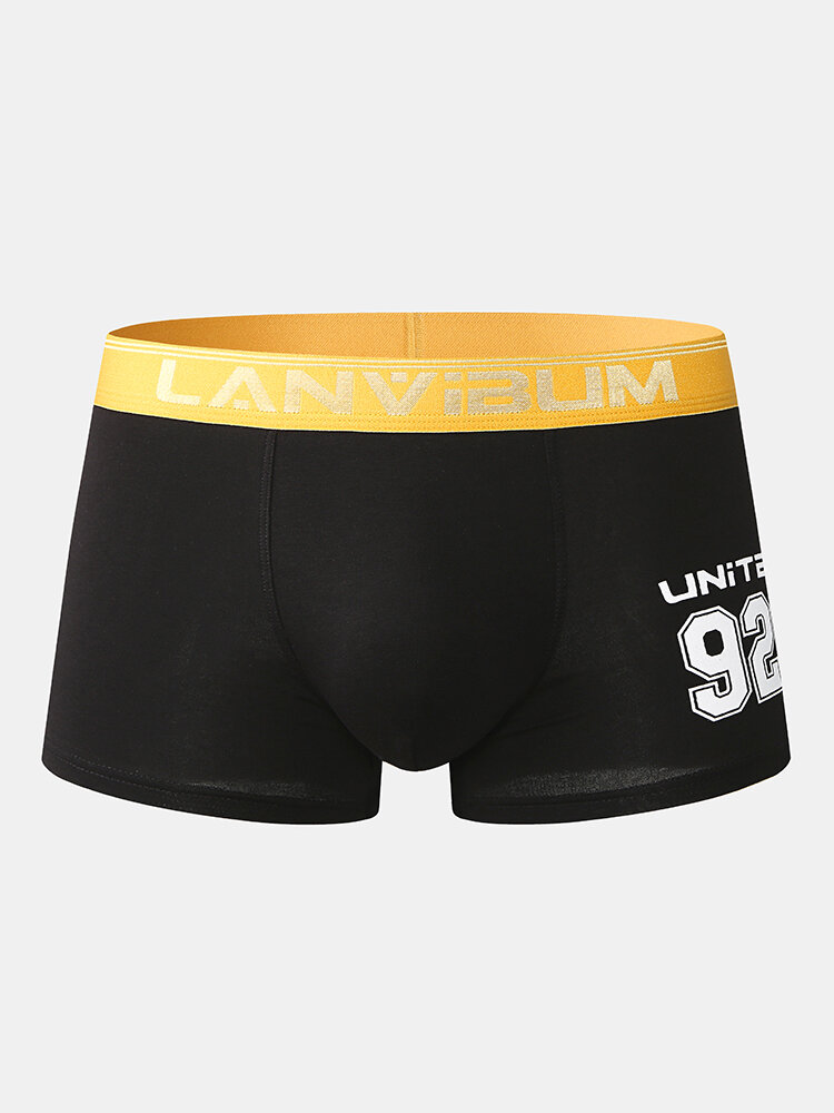 
	Mens Letter Figure Print Cotton Breathable Underwear U Convex Boxer Briefs