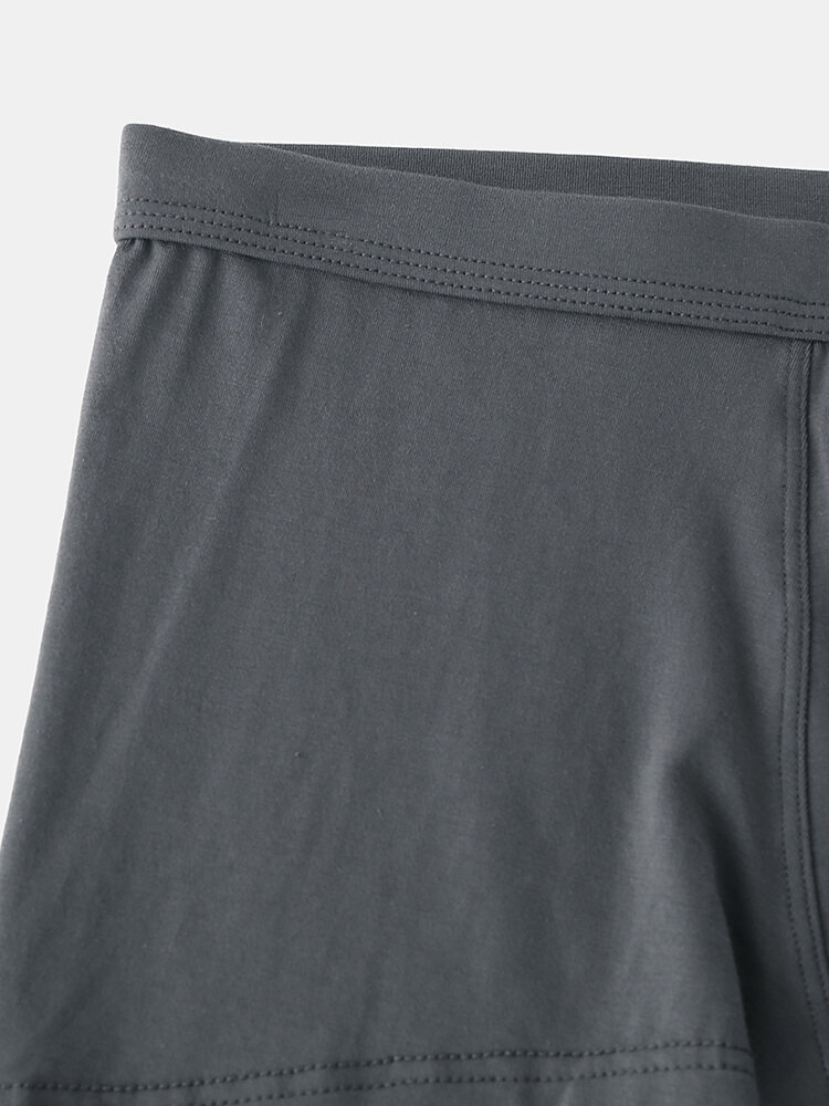
	Solid Color Cozy Mid Waist Modal Breathable Boxer Briefs for Men