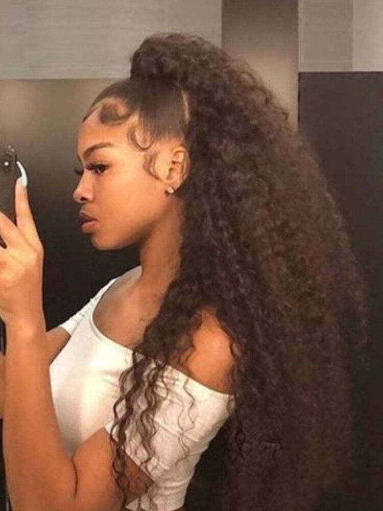 
	African Small Curly Explosive Head Black Long Curly Hair Matte Chemical Fiber Wig