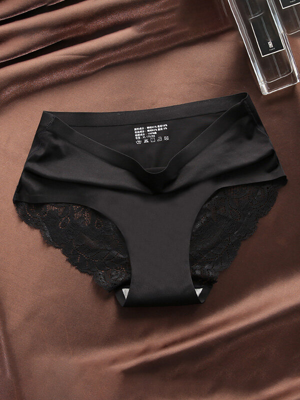 
	Lace Seamless Cotton Crotch Soft Mid Rise Panties