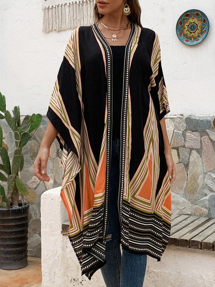 
	Bohemian Print Summer Beach Plus Size Kimono