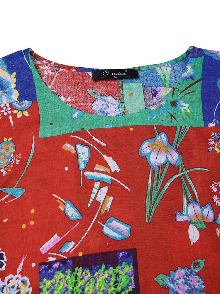 
	Bohemian Print Short Sleeve Summer Plus Size Dress