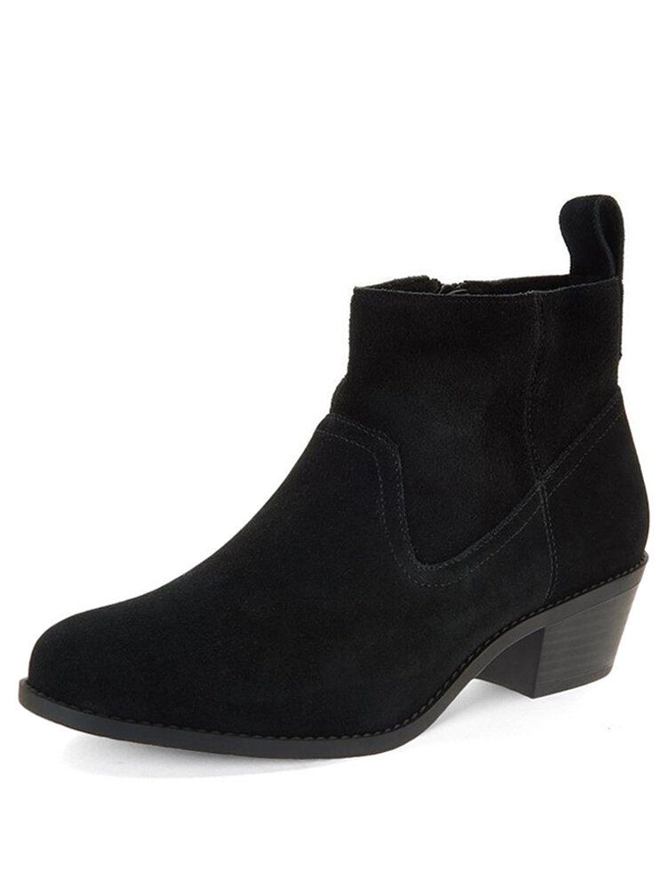 
	Plus Size Side Zipper Chunky Heel Womens Ankle Boots