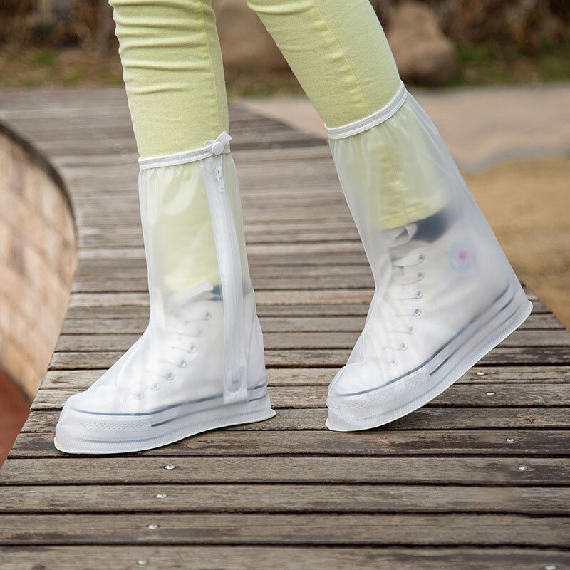 
	PVC Women Man Rain Shoes Cover Zipper Waterproof Rain Reusable Shoes Covers Slip-resistant Rain Boot