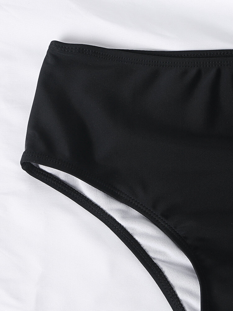 
	Women Leaf Print Ruffle Cover Belly Peplum Tankinis Swimsuit