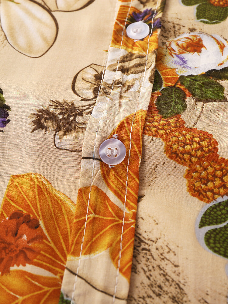 
	Mens Vintage Floral Oil Printting Short Sleeve Shirts