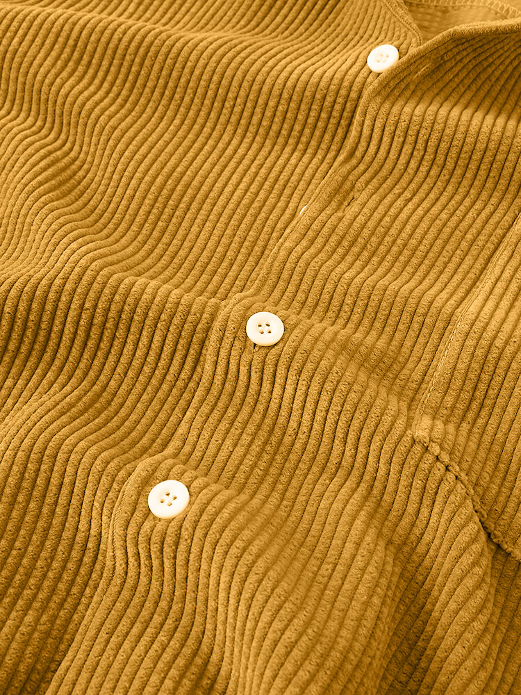 
	Mens Thin Corduroy Solid Patch Pocket Breathable Short Sleeve Shirt & Shorts