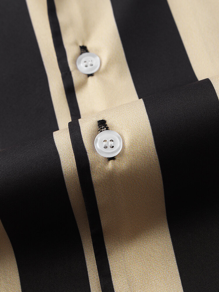 
	Mens Striped V Neck Single Breasted Short Sleeve Shirt