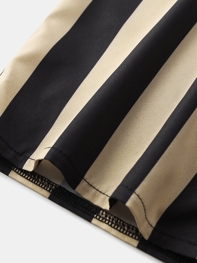 
	Mens Striped V Neck Single Breasted Short Sleeve Shirt