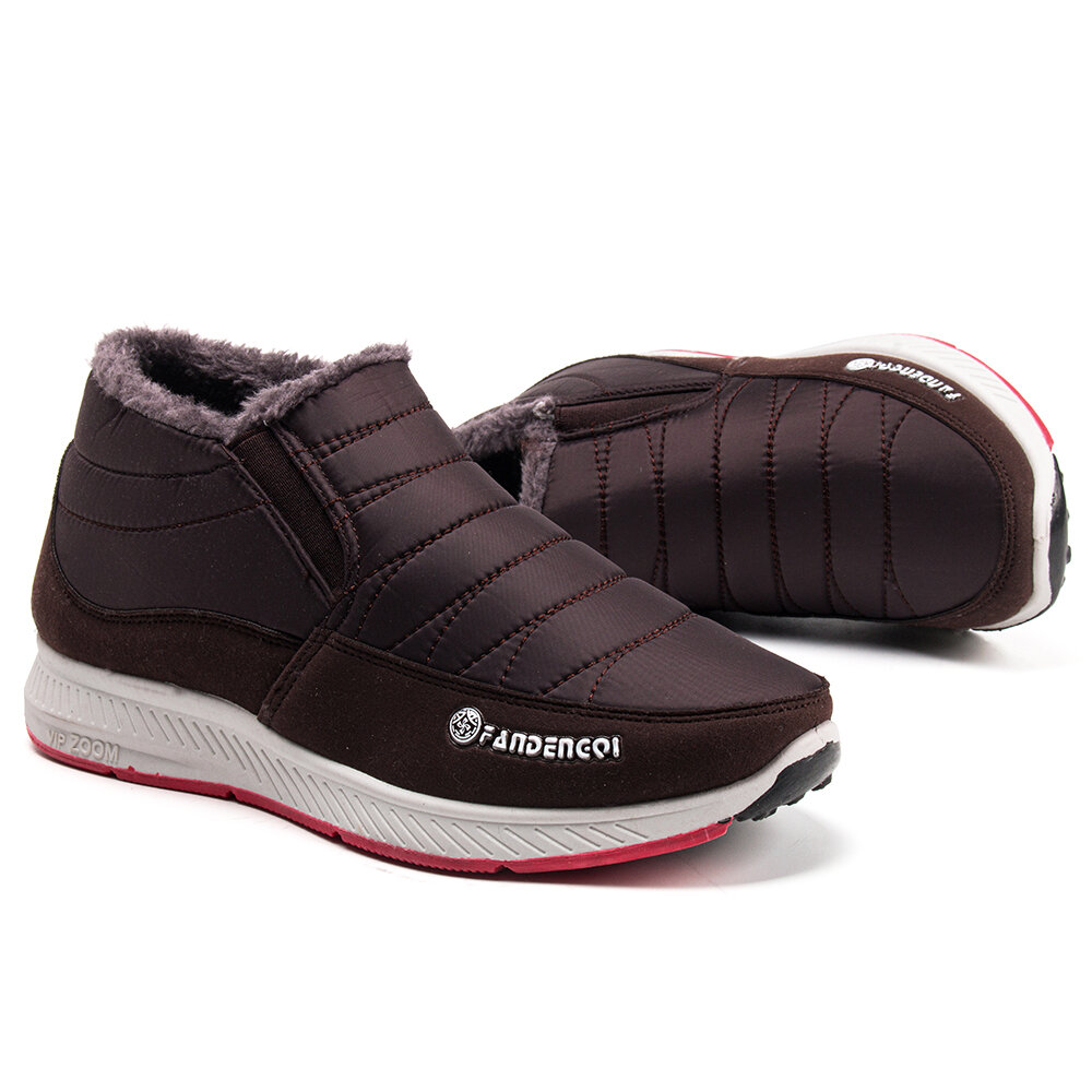 
	Men Old Peking Style Stripe Warm Slip On Casual Ankle Boots