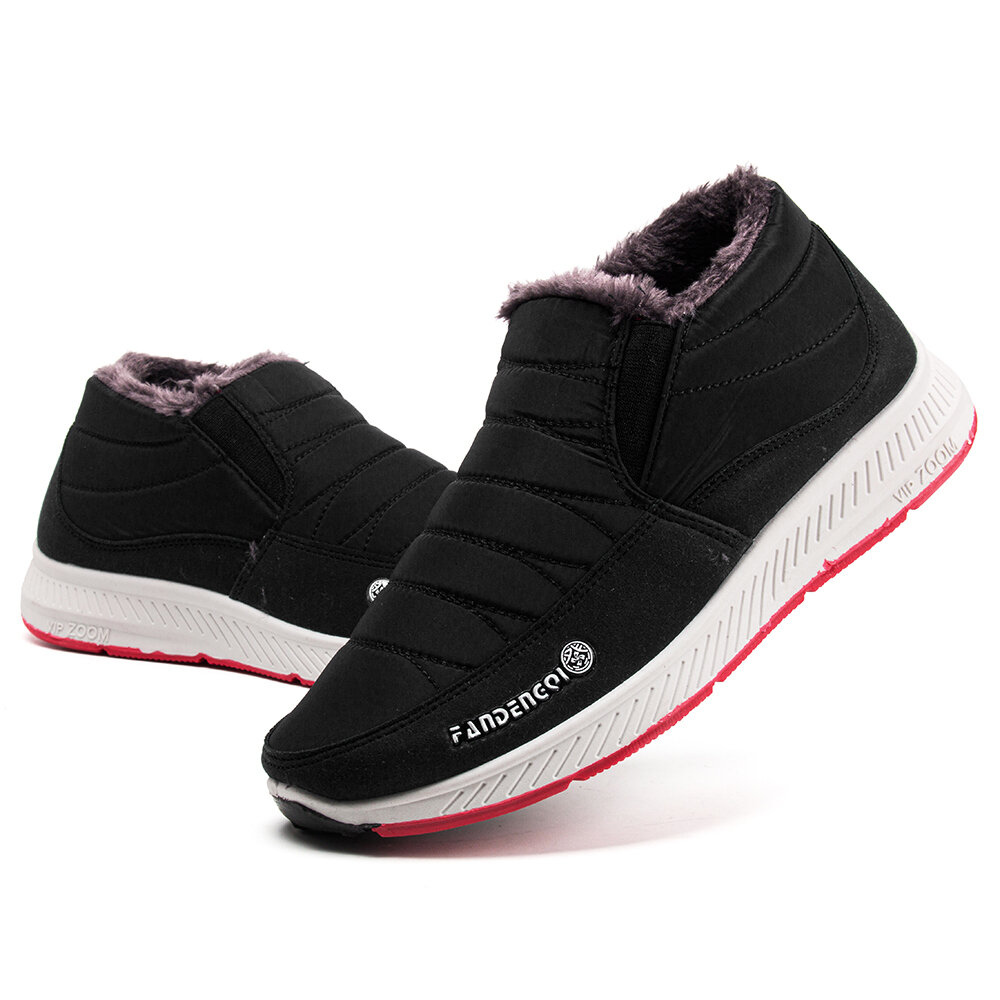 
	Men Old Peking Style Stripe Warm Slip On Casual Ankle Boots