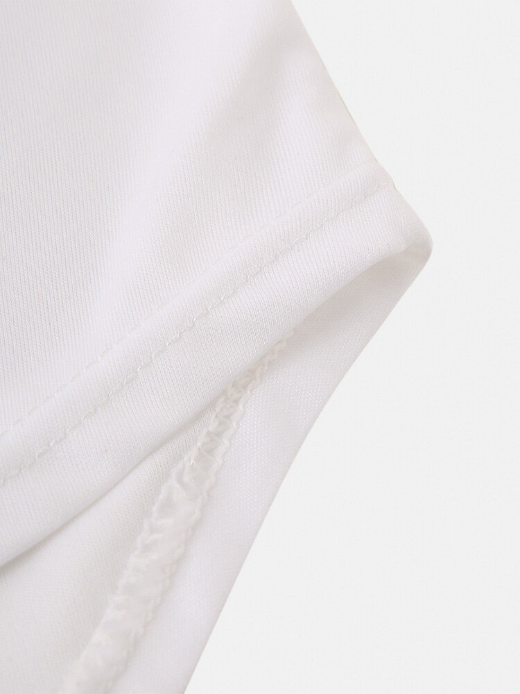 
	Mens HAPPIER Cartoon Bear Pattern Curved Hem Short Sleeve T-Shirt