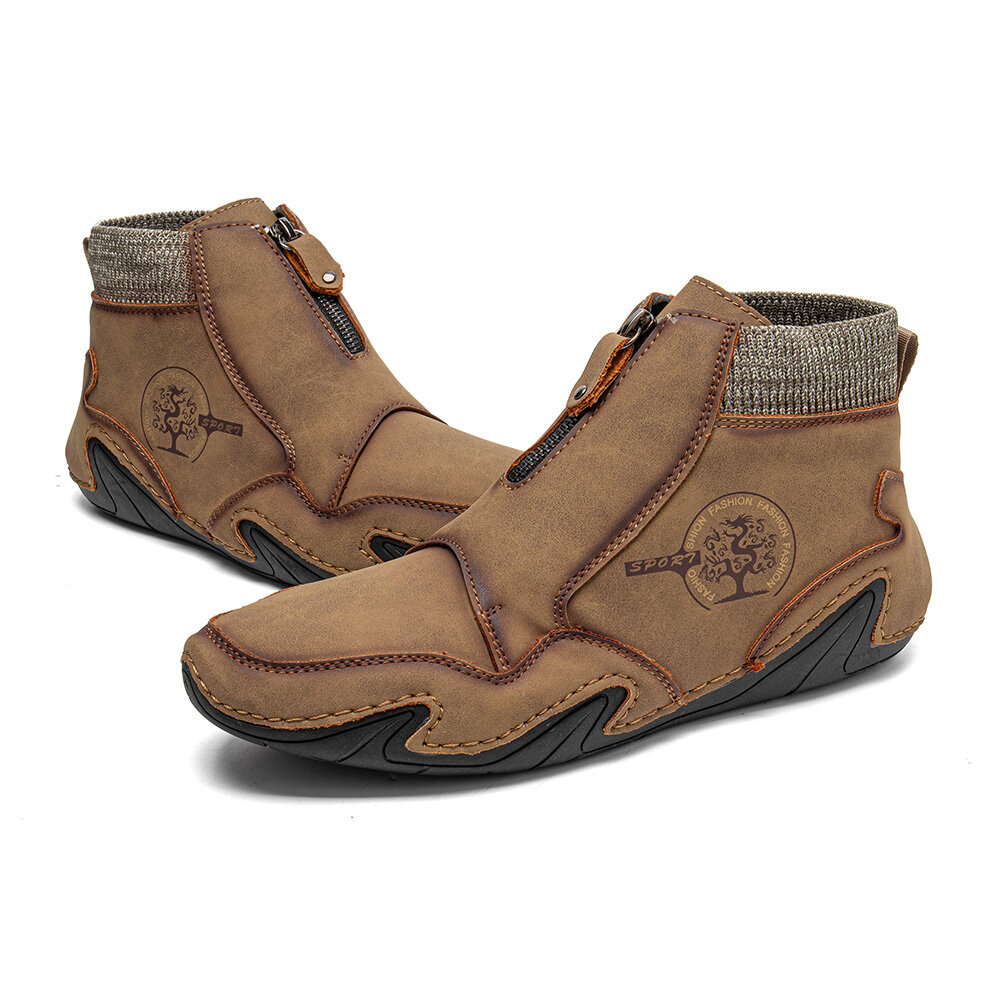 
	Menico Men Front Zipper Microfiber Leather Sock Ankle Boots