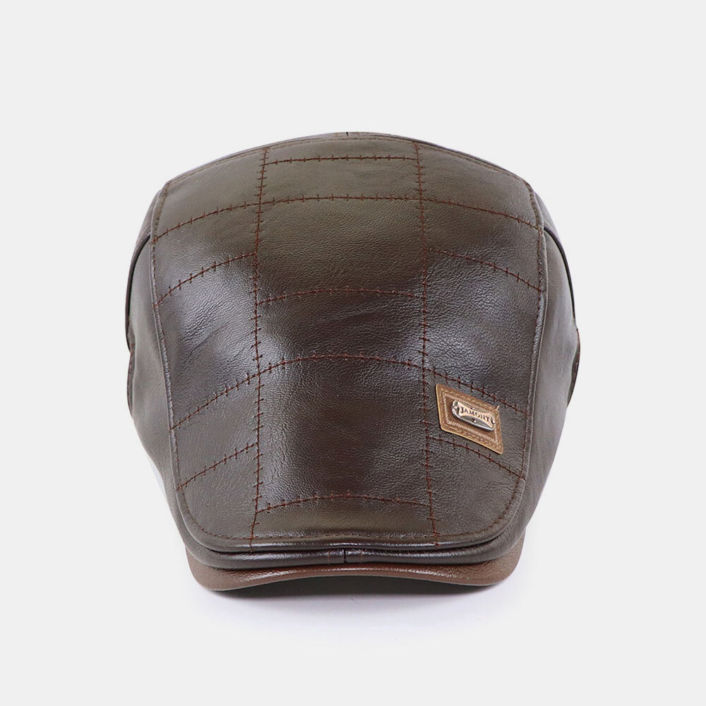 
	COLLROWN Men&rsquo;s Leather Beret Hat Casual Berets Warm Flat Caps